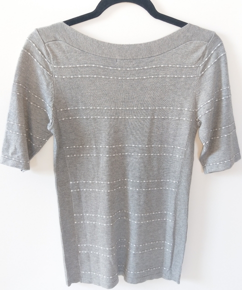 Hanna Gray & White Boatneck short sleeved Top, Size S, NWT - Picture 5 of 6